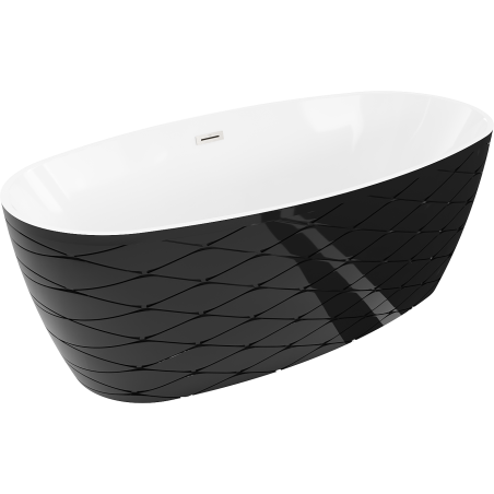 Mexen Olea vrijstaande badkuip patroon 170 x 80 cm, wit/zwart, geborsteld nikkelen overloop - 52821708075-97