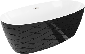 Mexen Olea brīvi stāvoša vanna raksts 170 x 80 cm, balta/melna, matēts niķelis - 52821708075-97