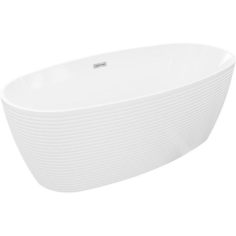 Mexen Lira Freestanding Bathtub Pattern 170 x 80 cm, White, Chrome Overflow - 52831708000-01