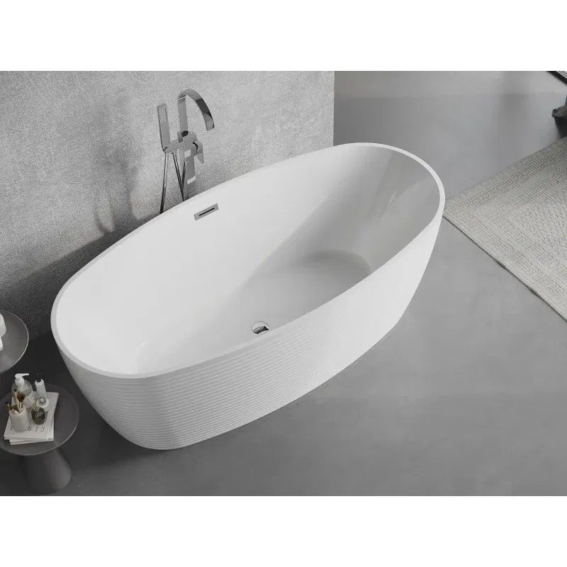 Mexen Lira freistehende Badewanne Muster 170 x 80 cm, weiß, Überlauf Chrom - 52831708000-01