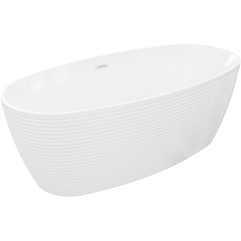 Mexen Lira freistehende Badewanne Muster 170 x 80 cm, weiß, weißer Überlauf - 52831708000-20