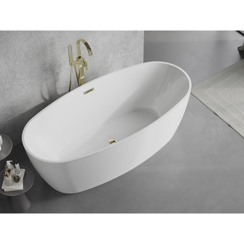 Mexen Lira wanna wolnostojąca wzór 170 x 80 cm, biała, przelew złoty - 52831708000-50