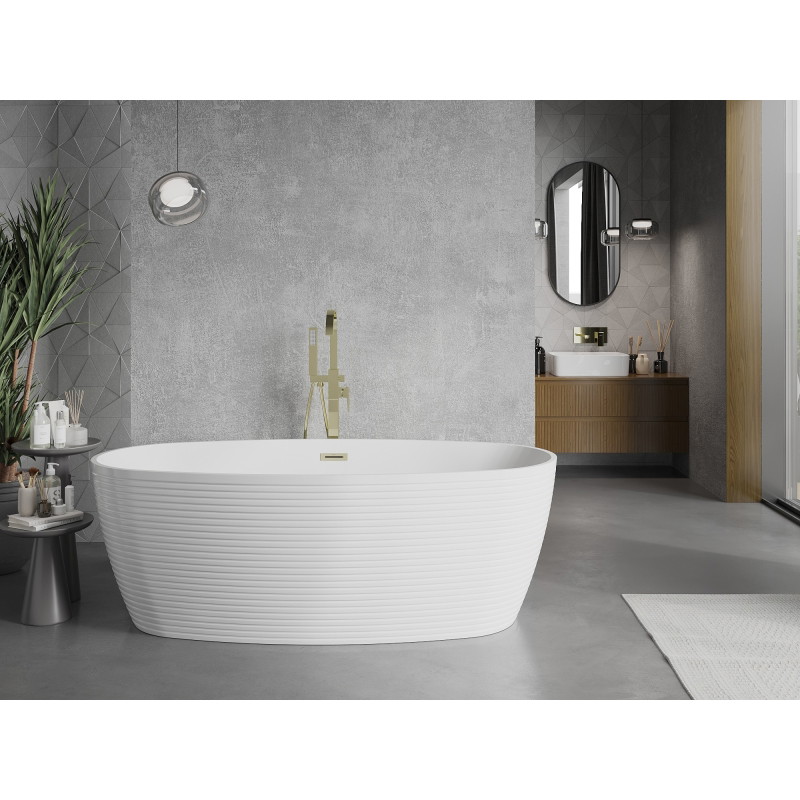 Mexen Lira wanna wolnostojąca wzór 170 x 80 cm, biała, przelew złoty - 52831708000-50
