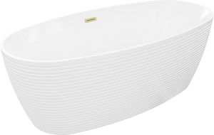 Mexen Lira freistehende Badewanne Modell 170 x 80 cm, weiß, Überlauf gold gebürstet - 52831708000-55