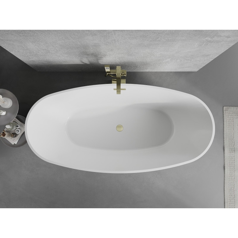 Mexen Lira wanna wolnostojąca wzór 170 x 80 cm, biała, przelew złoty szczotkowany - 52831708000-55