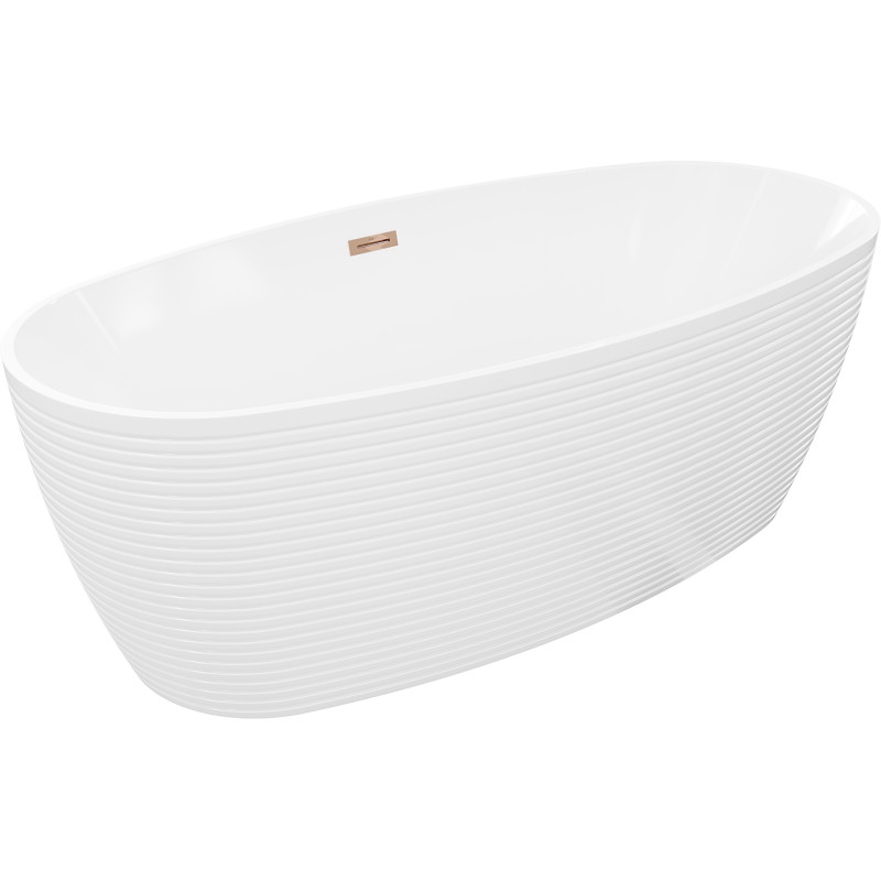 Mexen Lira wanna wolnostojąca wzór 170 x 80 cm, biała, przelew różowe złoto - 52831708000-60