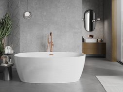 Mexen Lira freistehende Badewanne Design 170 x 80 cm, weiß, Überlauf Roségold - 52831708000-60