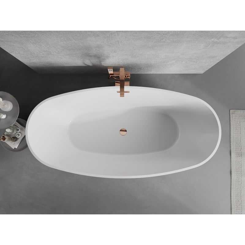 Mexen Lira freistehende Badewanne Modell 170 x 80 cm, weiß, Überlauf Roségold - 52831708000-60