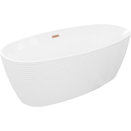 Mexen Lira vrijstaande badkuip patroon 170 x 80 cm, wit, geborsteld koper overloop - 52831708000-65