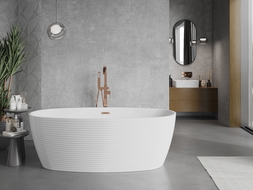 Mexen Lira Fräi stehend Badewanne Muster 170 x 80 cm, wäiss, Iwwerlaf gebast Mat - 52831708000-65