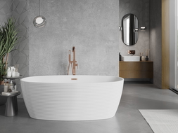 Mexen Lira freistehende Badewanne Modell 170 x 80 cm, weiß, Überlauf gebürstetes Kupfer - 52831708000-65