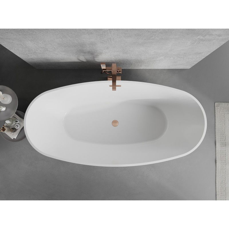 Mexen Lira vasca da bagno indipendente modello 170 x 80 cm, bianca, troppopieno rame spazzolato - 52831708000-65