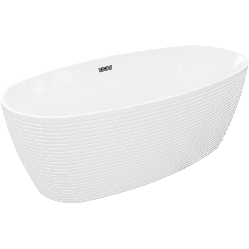 Mexen Lira freestanding bath pattern 170 x 80 cm, white, gun gray brushed overflow - 52831708000-66