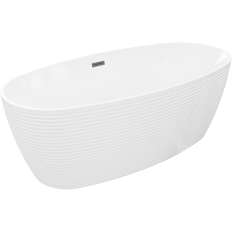 Mexen Lira freistehende Badewanne Muster 170 x 80 cm, weiß, Überlauf gun gray gebürstet - 52831708000-66