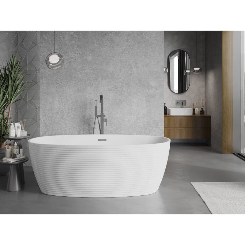 Mexen Lira freestanding bath pattern 170 x 80 cm, white, gun gray brushed overflow - 52831708000-66