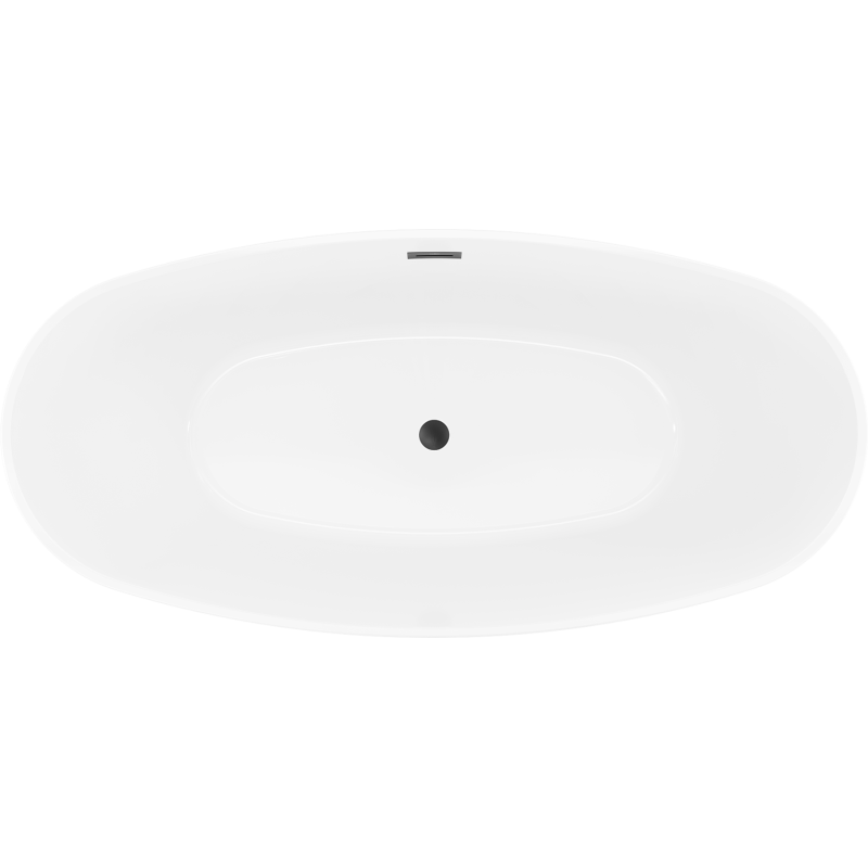 Mexen Lira bañera exenta diseño 170 x 80 cm, blanca, rebosadero negro - 52831708000-70