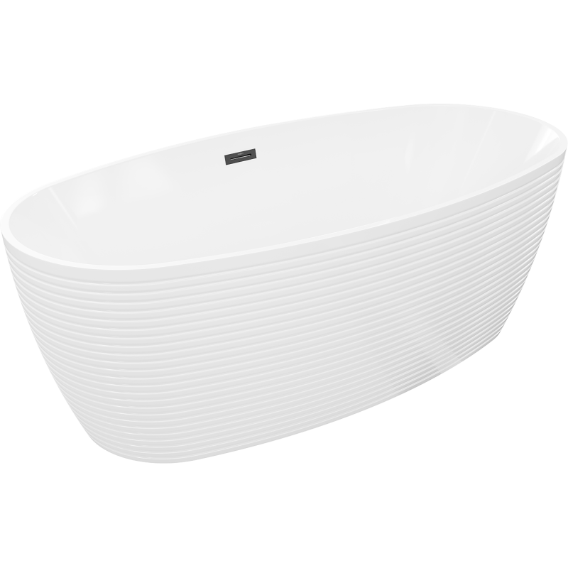 Mexen Lira freistehende Badewanne Muster 170 x 80 cm, weiß, schwarzer Überlauf - 52831708000-70