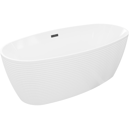 Mexen Lira freistehende Badewanne Muster 170 x 80 cm, weiß, schwarzer Überlauf - 52831708000-70