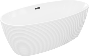 Mexen Lira freistehende Badewanne Muster 170 x 80 cm, weiß, schwarzer Überlauf - 52831708000-70