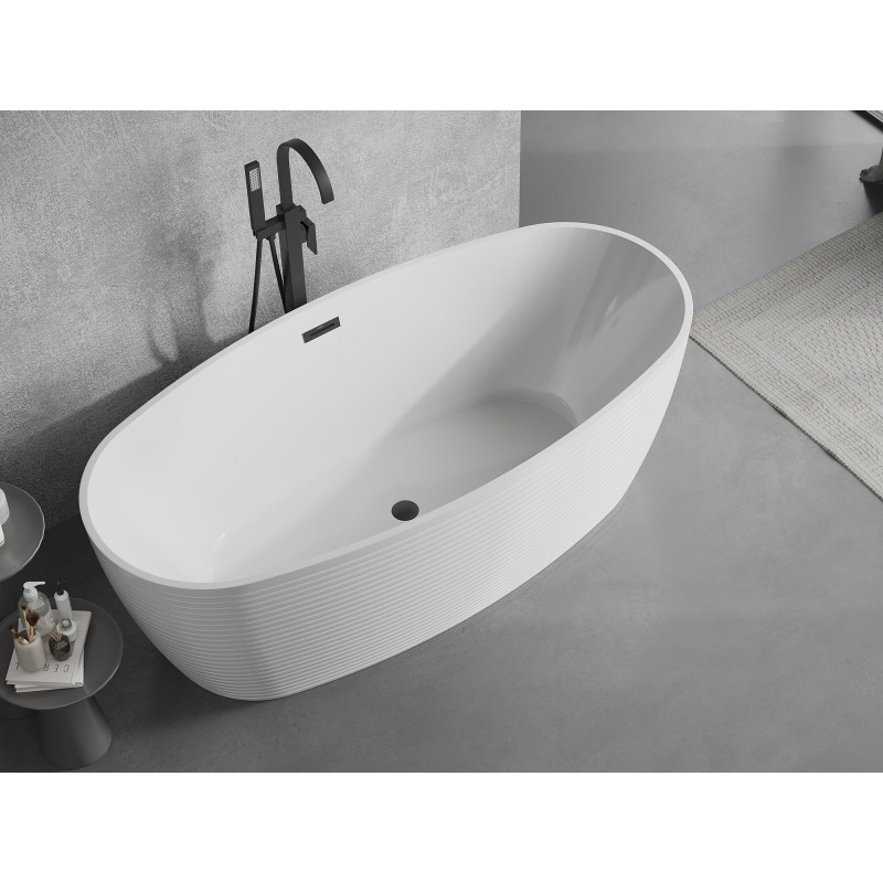 Mexen Lira eraldiseisev vann muster 170 x 80 cm, valge, must ülevool - 52831708000-70