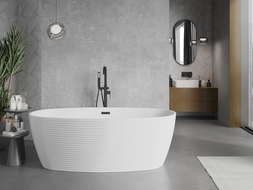 Mexen Lira freistehende Badewanne Modell 170 x 80 cm, weiß, schwarzer Überlauf - 52831708000-70