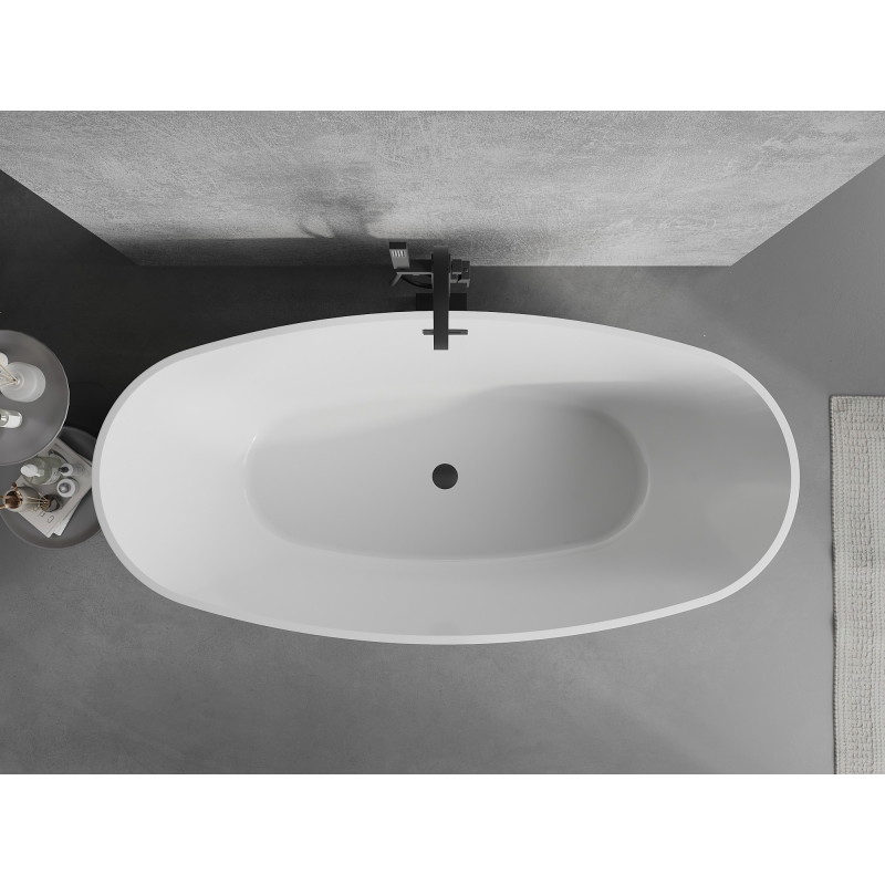 Mexen Lira eraldiseisev vann muster 170 x 80 cm, valge, must ülevool - 52831708000-70