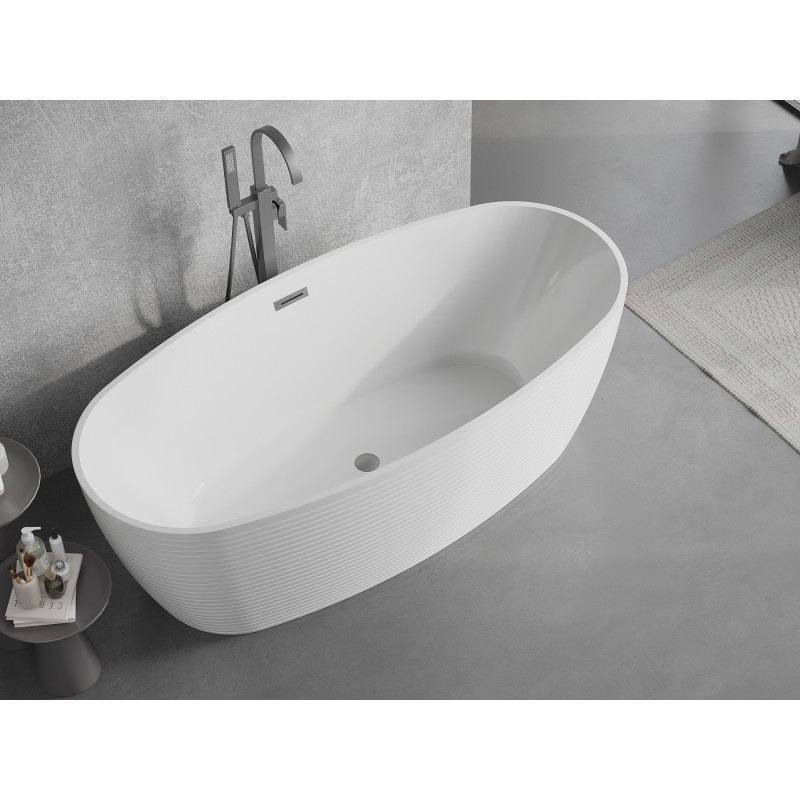Mexen Lira wanna wolnostojąca wzór 170 x 80 cm, biała, przelew gun metal - 52831708000-95