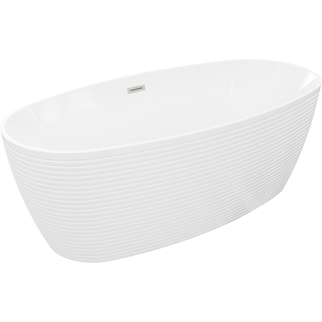 Mexen Lira freistehende Badewanne Muster 170 x 80 cm, weiß, Überlauf gebürstetes Nickel - 52831708000-97