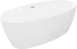 Mexen Lira bañera exenta diseño 170 x 80 cm, blanca, rebosadero níquel cepillado - 52831708000-97