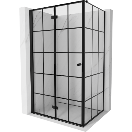 Mexen Mist-F T faltbare Duschkabine links 85 x 120 cm, schwarzes Gitter, schwarz - 8A6T-085-120-70-77-L
