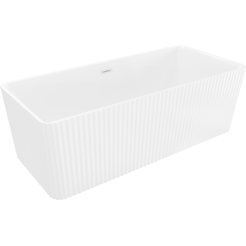 Mexen Nila fristående räfflat badkar 170 x 75 cm, vit, vit bräddavlopp - 52841708000-20