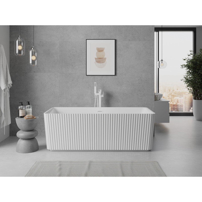Mexen Nila samostojeća rebrasta kada 170 x 75 cm, bijela, bijeli preljev - 52841708000-20