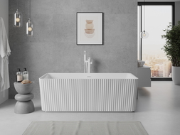 Mexen Nila vrijstaande geribbelde badkuip 170 x 75 cm, wit, witte overloop - 52841708000-20