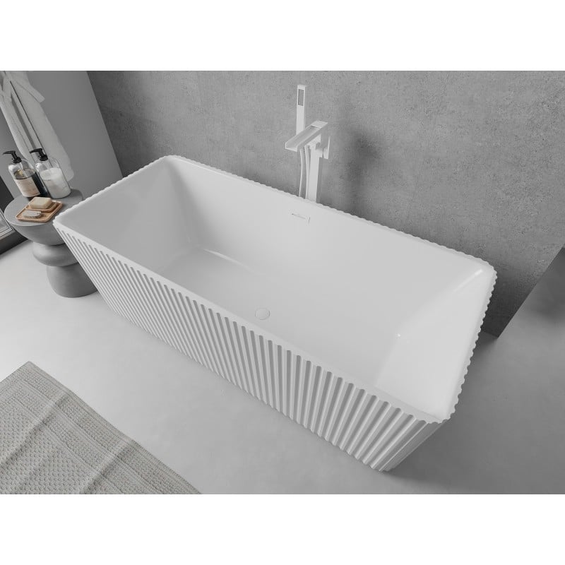 Mexen Nila baignoire autoportante rainurée 170 x 75 cm, blanc, trop-plein blanc - 52841708000-20