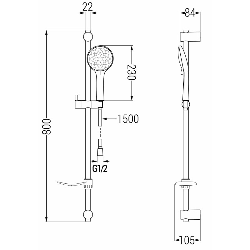 Mexen DF74 sliding shower set, chrome - 785744582-00