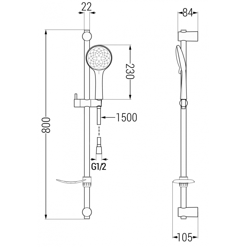 Mexen DF74 verstellbare Duschgarnitur, Chrom - 785744582-00
