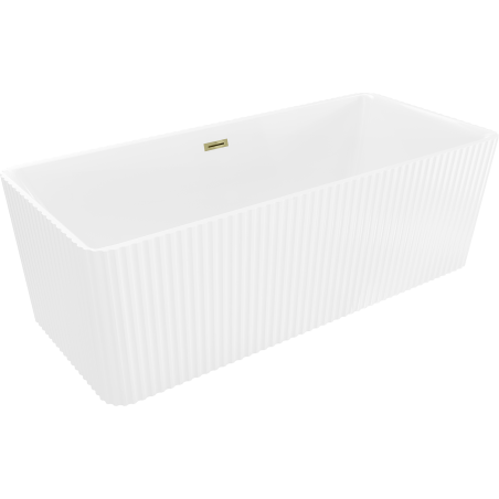 Mexen Nila freistehende geriffelte Badewanne 170 x 75 cm, weiß, Überlauf gold - 52841708000-50