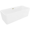 Mexen Nila freistehende geriffelte Badewanne 170 x 75 cm, weiß, Überlauf gold - 52841708000-50