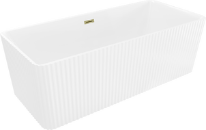 Mexen Nila freistehende geriffelte Badewanne 170 x 75 cm, weiß, Überlauf gold - 52841708000-50