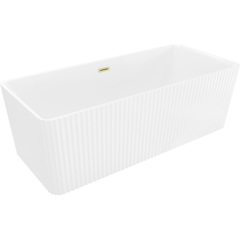 Mexen Nila vapaasti seisova uurrettu kylpyamme 170 x 75 cm, valkoinen, ylivuoto harjattu kulta - 52841708000-55