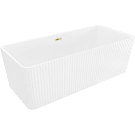 Mexen Nila freistehende geriffelte Badewanne 170 x 75 cm, weiß, Überlauf gold gebürstet - 52841708000-55