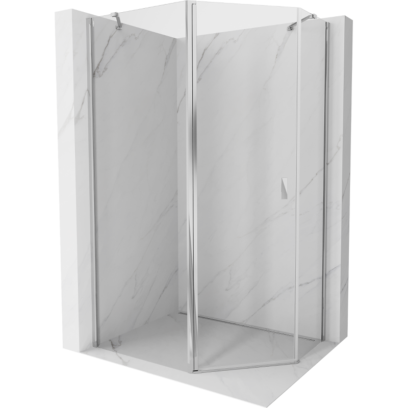 Mexen Mist fünfeckige asymmetrische Duschkabine klappbar 90 x 80 cm, transparent, Chrom - 8A8-090-080-01-00