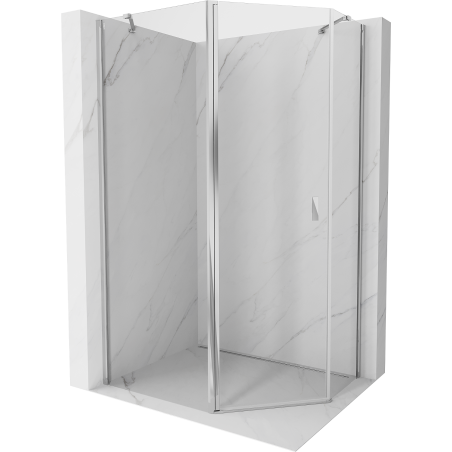 Mexen Mist fünfeckige asymmetrische Duschkabine klappbar 90 x 80 cm, transparent, Chrom - 8A8-090-080-01-00