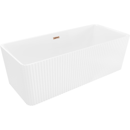 Mexen Nila baignoire autoportante cannelée 170 x 75 cm, blanche, trop-plein or rose - 52841708000-60