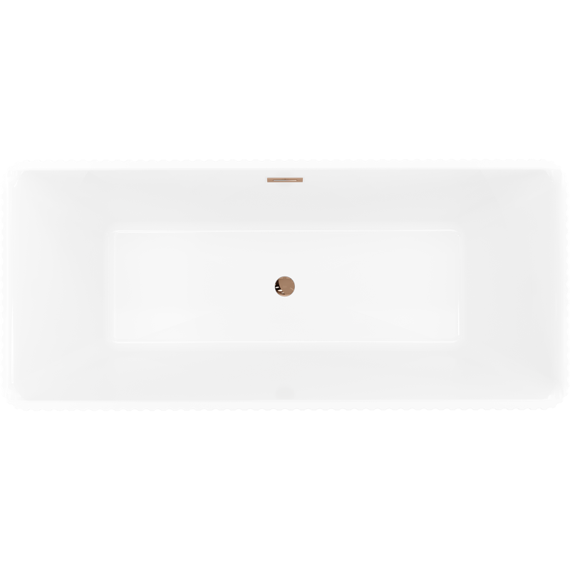 Mexen Nila freistehende geriffelte Badewanne 170 x 75 cm, weiß, Überlauf Roségold - 52841708000-60