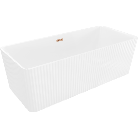 Mexen Nila freestanding ribbed bath 170 x 75 cm, white, brushed copper overflow - 52841708000-65