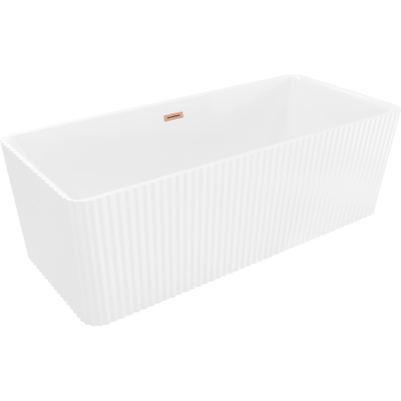 Mexen Nila vrijstaande geribbelde badkuip 170 x 75 cm, wit, geborsteld koper overloop - 52841708000-65