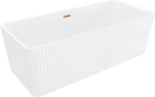 Mexen Nila vasca da bagno freestanding scanalata 170 x 75 cm, bianca, troppopieno in rame spazzolato - 52841708000-65