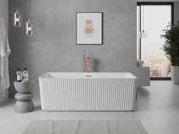 Mexen Nila samostojeća rebrasta kada 170 x 75 cm, bijela, preljev brušeni bakar - 52841708000-65