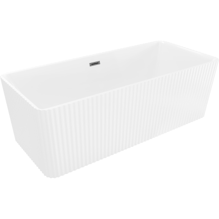 Mexen Nila baignoire autoportante cannelée 170 x 75 cm, blanche, trop-plein gris gun brossé - 52841708000-66